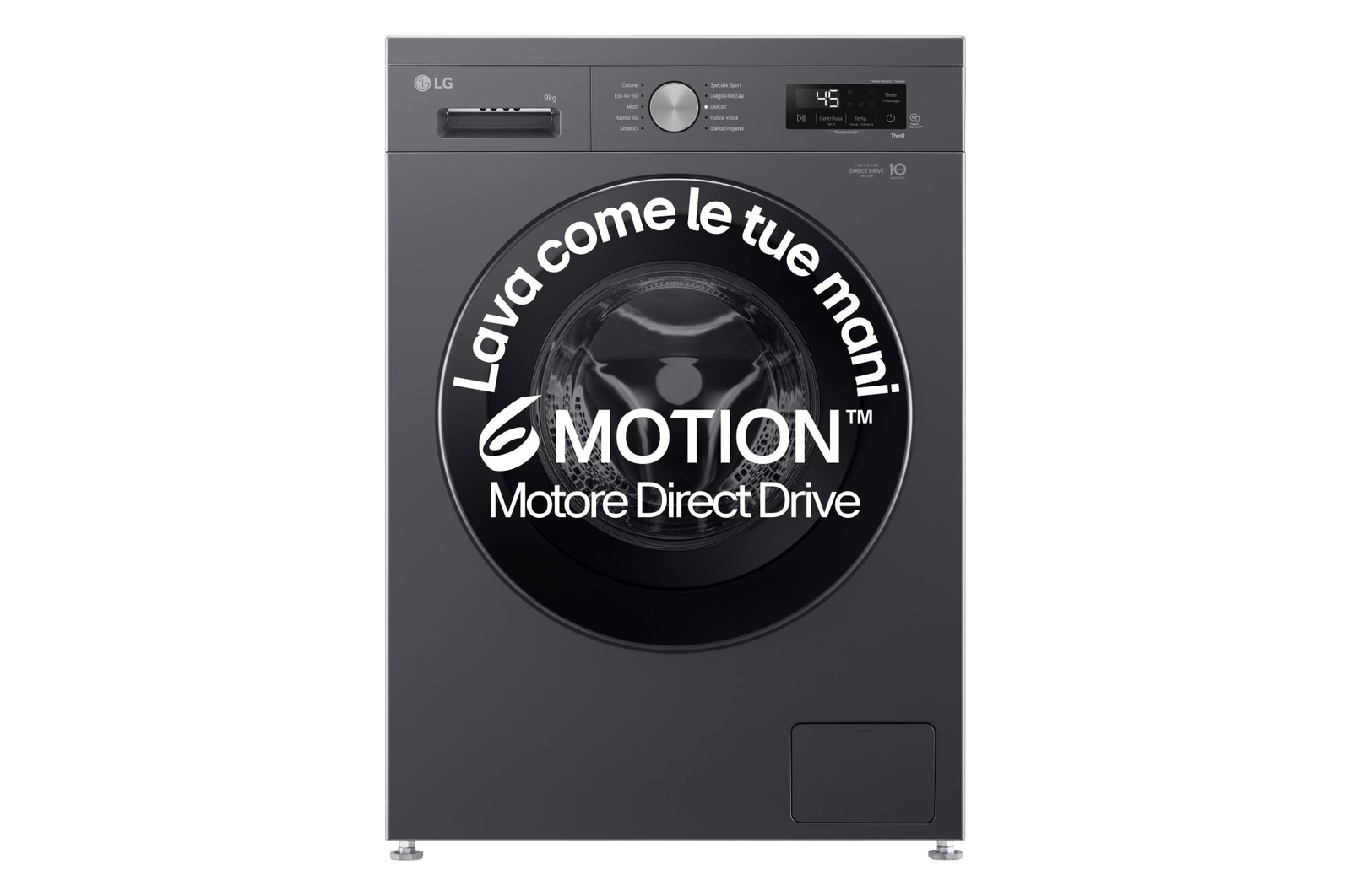Foto frontale della lavatrice LG F4NX1009NMB