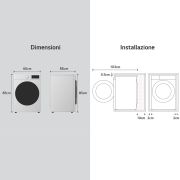 Cassetto del detersivo aperto con lavatrice a tre quarti