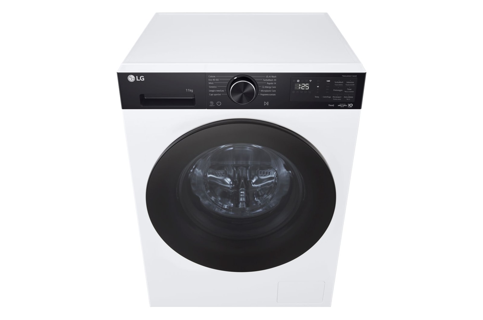 Prospettiva dall'alto della lavatrice LG F4NX5011TKB