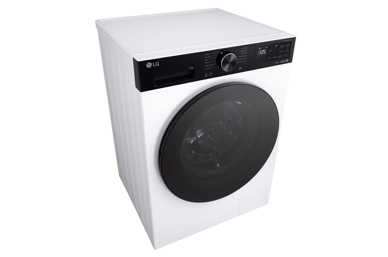 Inquadratura angolata superiore della lavatrice LG F4NX5011TKB