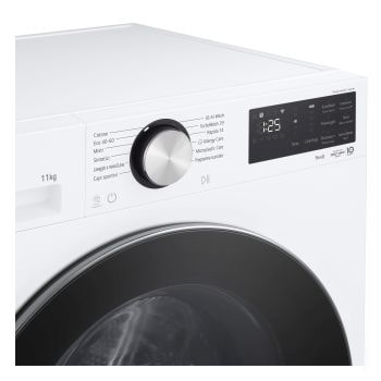 Immagine della lavatrice LG F4NX5011TLC con vista dettagli funzioni