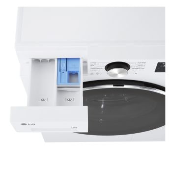 Immagine della lavatrice LG F4NX5011TLC con vista dell'alto cassetto detergenti