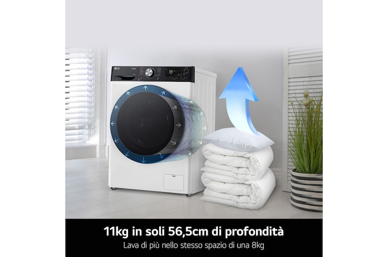 LG Lavatrice 11kg AI DD™ | Serie R7 Classe A-10% | 1400 giri, TurboWash 360, Vapore su 7 programmi, Wi-Fi | White, F4R7011TSWB