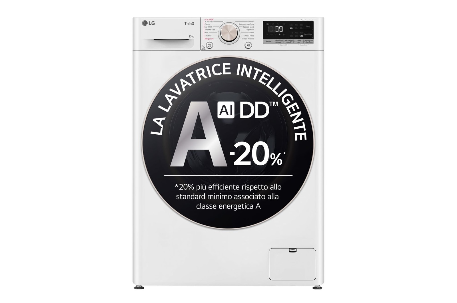 Foto frontale della lavatrice LG F4R7013TSWG