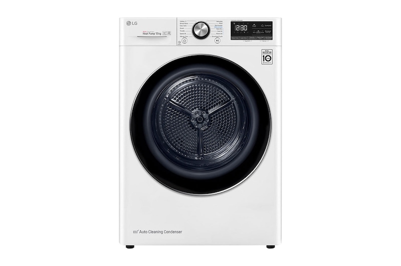 LG Asciugatrice 8kg Pompa di calore DUAL Inverter | Serie V9 Classe A+++ -10% | Eco Hybrid, Condensatore autopulente, Wi-Fi, RC80V9AV3W