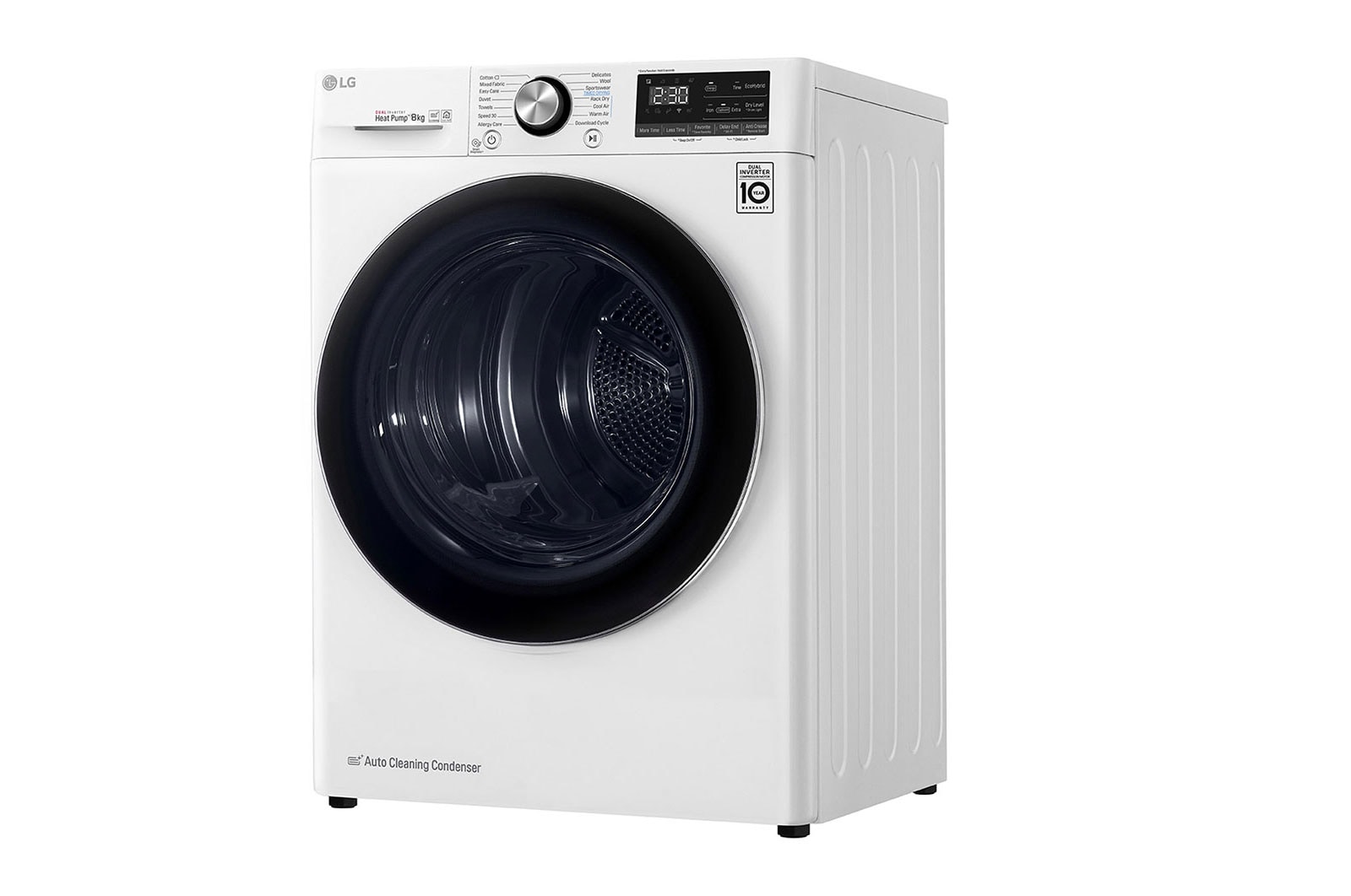 LG Asciugatrice 8kg Pompa di calore DUAL Inverter | Serie V9 Classe A+++ -10% | Eco Hybrid, Condensatore autopulente, Wi-Fi, RC80V9AV3W