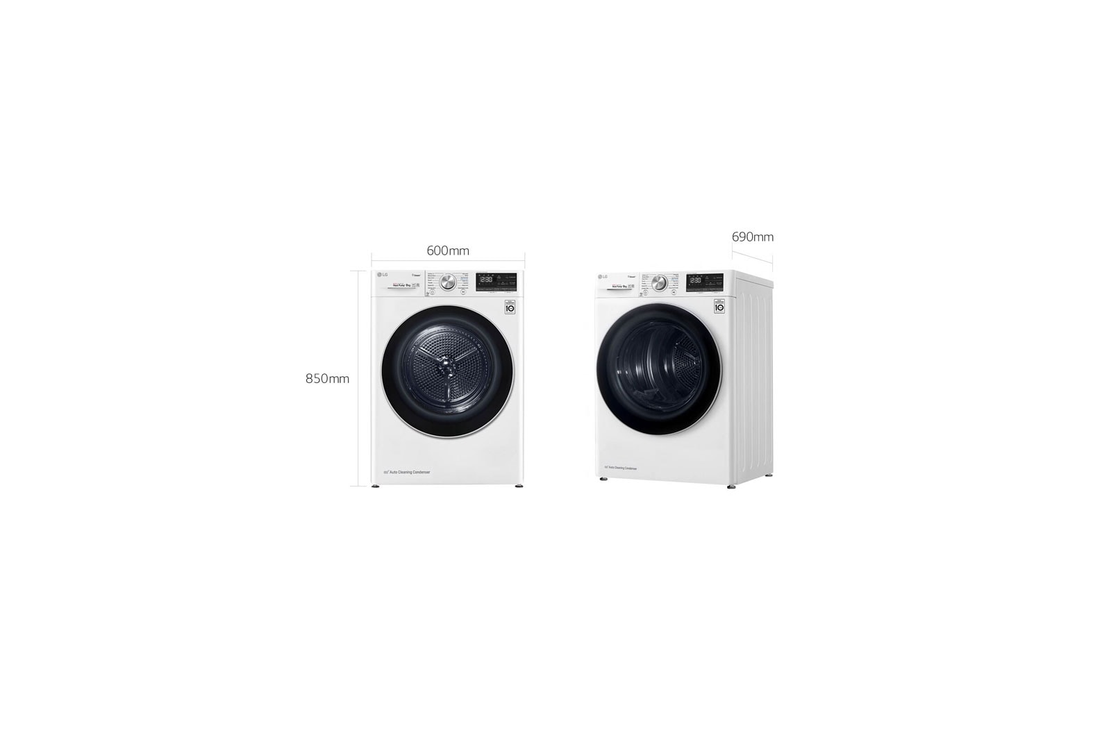 LG Asciugatrice 8kg Pompa di calore DUAL Inverter | Serie V9 Classe A+++ -10% | Eco Hybrid, Condensatore autopulente, Wi-Fi, RC80V9AV3W