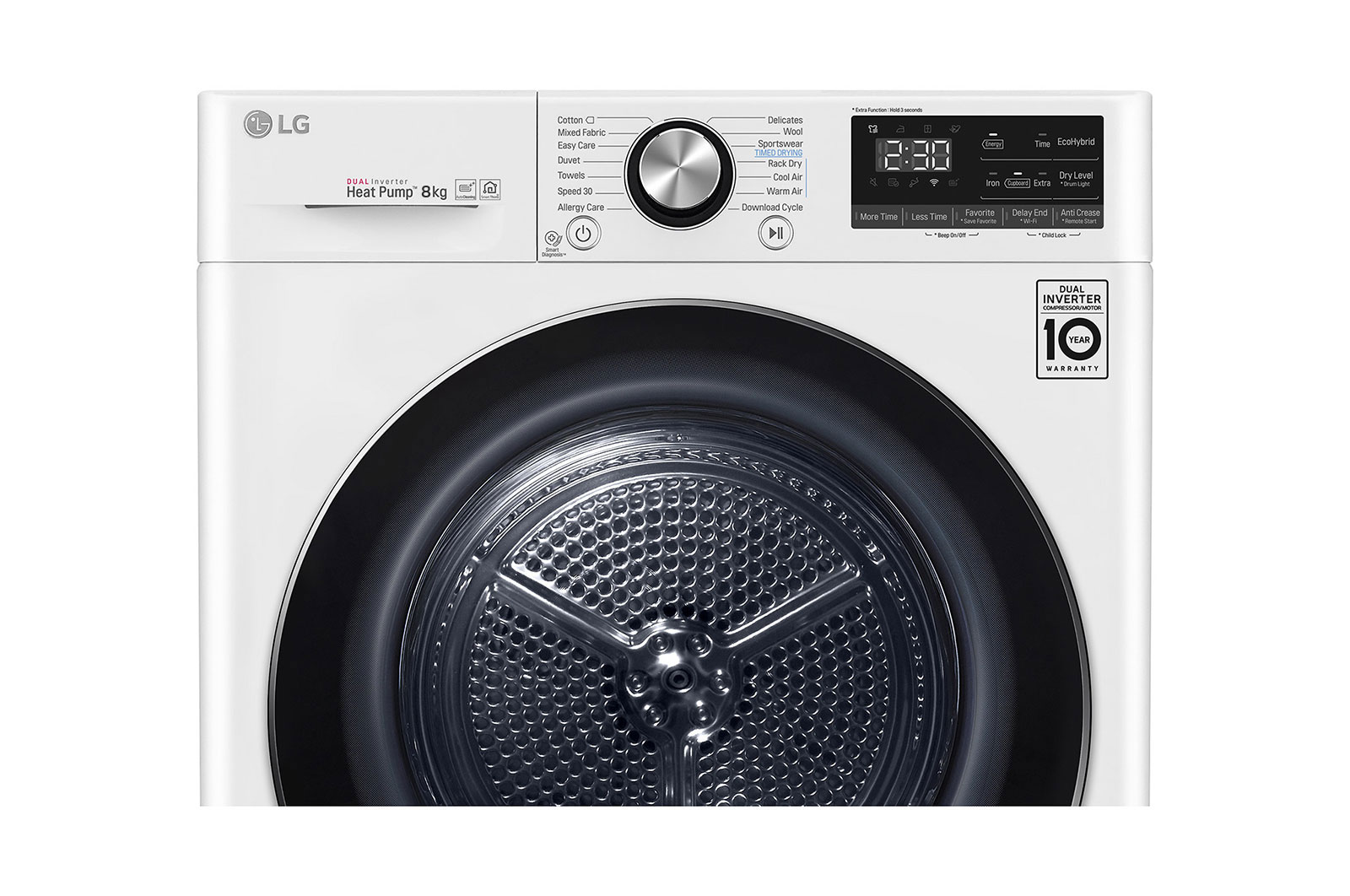 LG Asciugatrice 8kg Pompa di calore DUAL Inverter | Serie V9 Classe A+++ -10% | Eco Hybrid, Condensatore autopulente, Wi-Fi, RC80V9AV3W