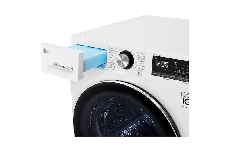 LG Asciugatrice 8kg Pompa di calore DUAL Inverter | Serie V9 Classe A+++ -10% | Eco Hybrid, Condensatore autopulente, Wi-Fi, RC80V9AV3W