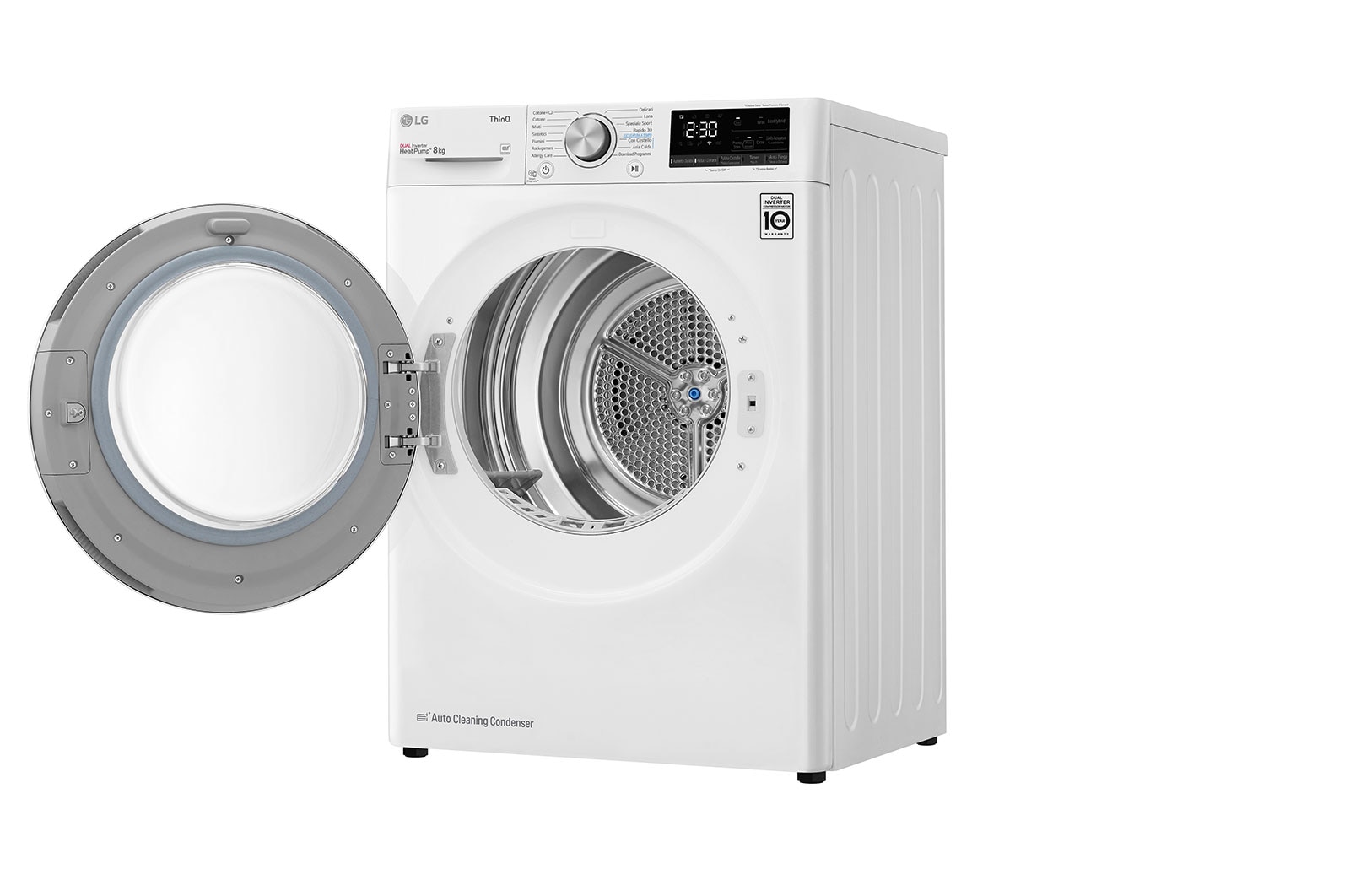 LG Asciugatrice 8kg Pompa di calore DUAL Inverter | Serie V9 Classe A+++ | Eco Hybrid, Condensatore autopulente, Wi-Fi, RH80V9AVHN