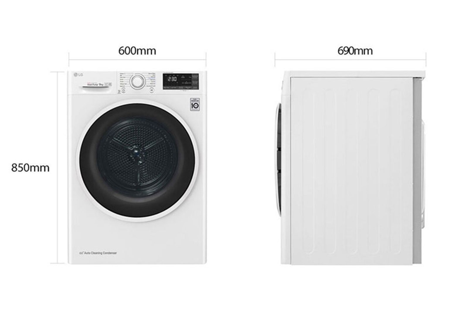 LG Asciugatrice 9kg Pompa di calore DUAL Inverter | Serie V5 Classe A++ | Eco Hybrid, Condensatore autopulente, Wi-Fi, RH90V5AV6Q