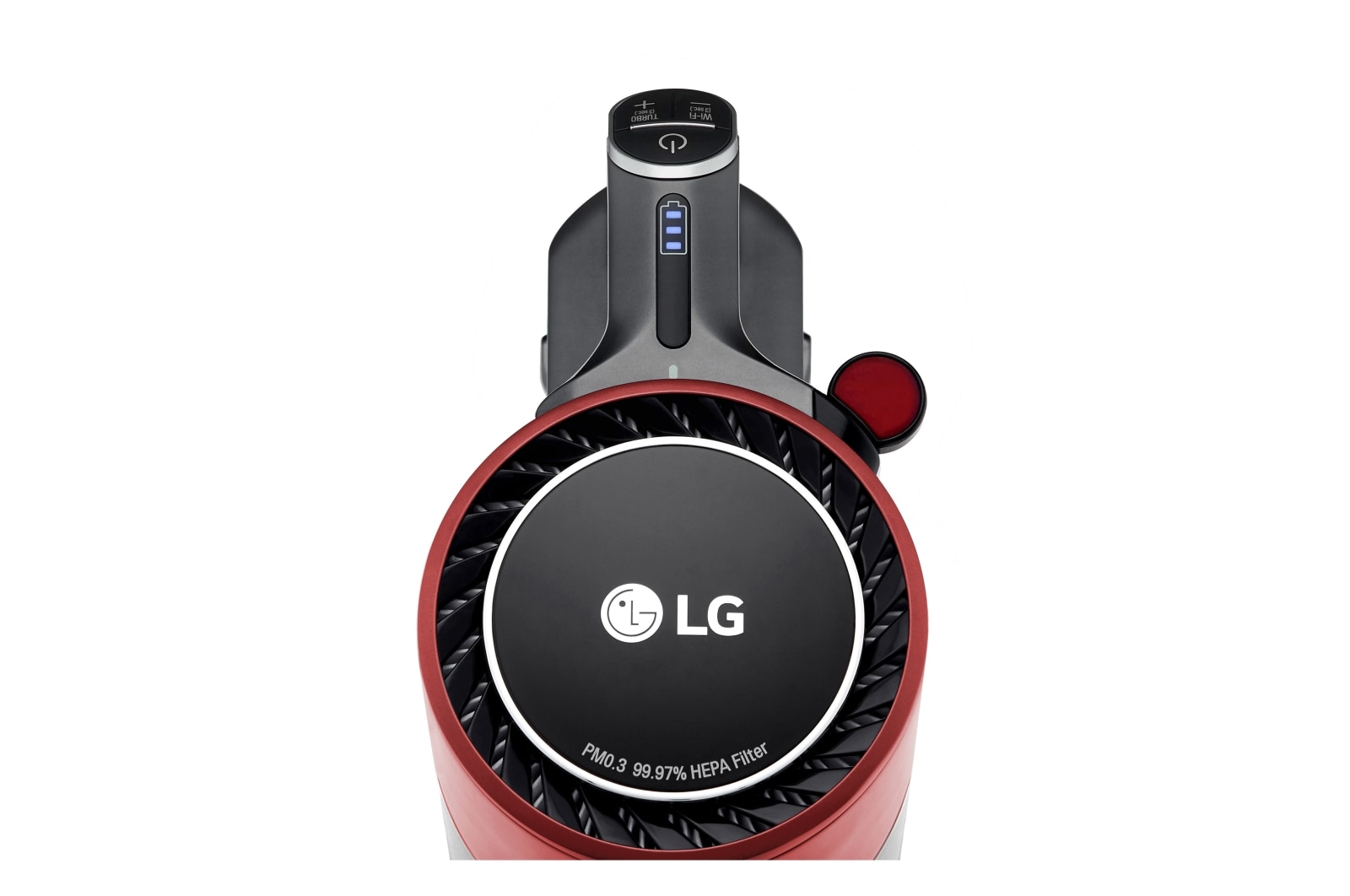 LG CordZero™ A9K Slim | Aspirapolvere Kompressor™ 200 W, 60 min | 2 spazzole + 2 accessori, Wi-Fi | Rosso, A9K-SLIM1R
