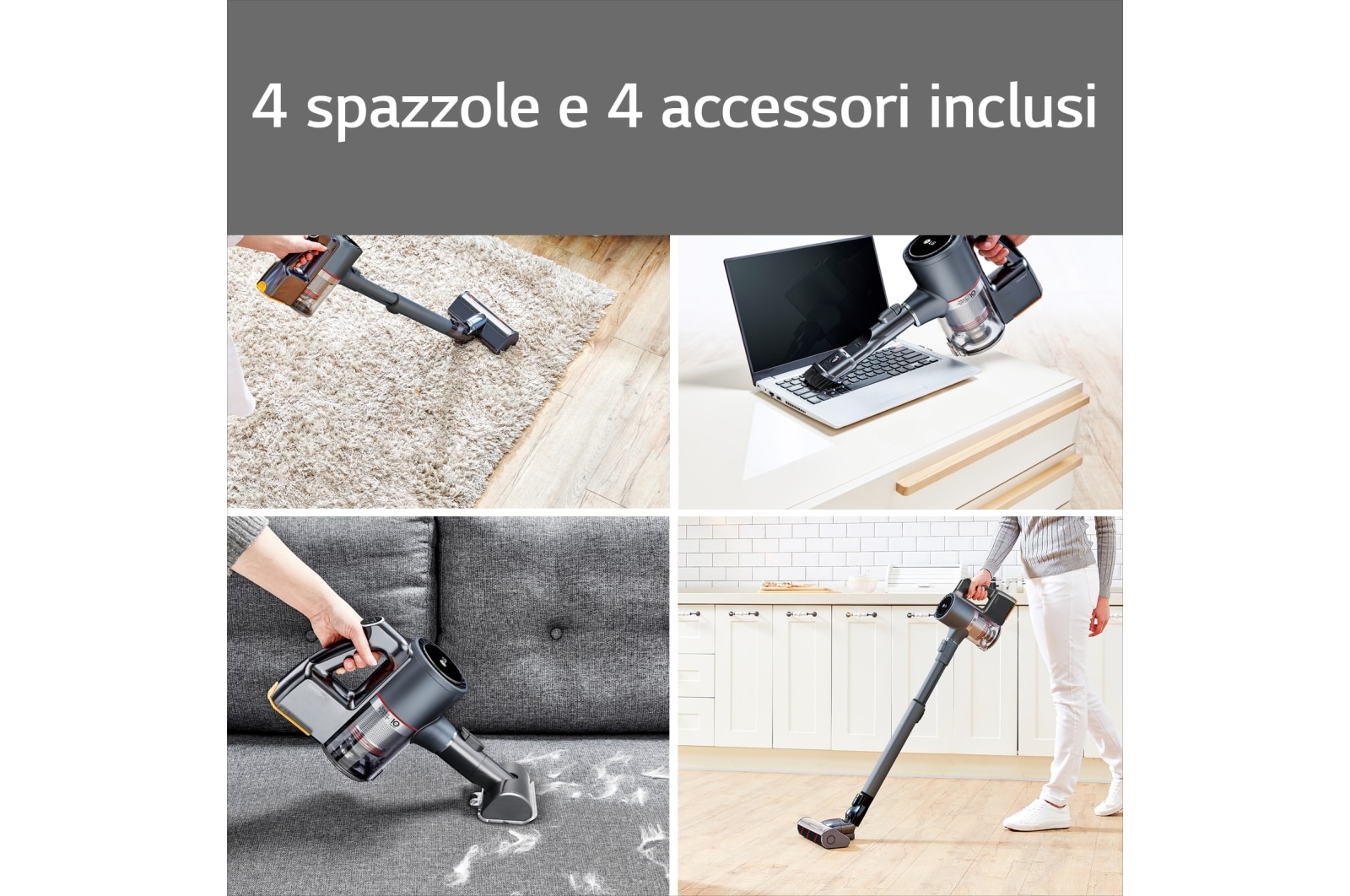 LG Aspirapolvere Senza Fili CordZero™ 200W 4 spazzole 4 accessori Argento, A9K-ULTRA1V