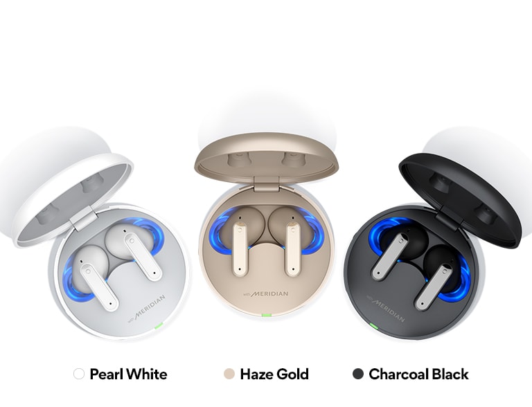 Vista dall’alto di TONE Free in nero, oro e bianco, sotto la frase 'CHOOSE YOUR TONE' (SCEGLI IL TUO TONE).