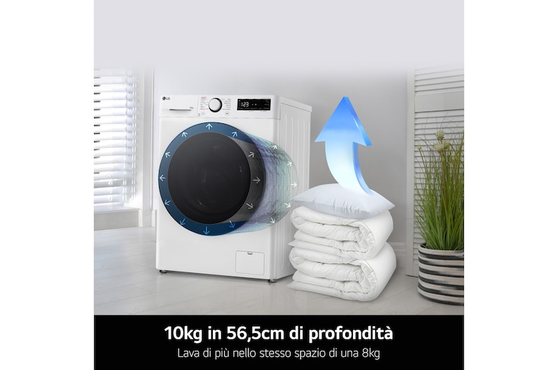 LG Offerta Colonna Bucato Lavatrice 10kg Serie R5 Classe A-10% + Asciugatrice 9kg Serie V9 Classe A+++, F4R5010TSWW.RH90V9
