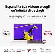 LG gram 17Z90R | Notebook Ultraleggero con Windows 11 Pro | 17", Intel® Core™ i7, 16GB RAM, SSD 1TB, Obsidian Black, 17Z90R-G.AP78D