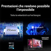 LG gram 17Z90R | Notebook Ultraleggero con Windows 11 Pro | 17", Intel® Core™ i7, 16GB RAM, SSD 1TB, Obsidian Black, 17Z90R-G.AP78D