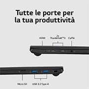 LG gram 17Z90R | Notebook Ultraleggero con Windows 11 Pro | 17", Intel® Core™ i7, 16GB RAM, SSD 1TB, Obsidian Black, 17Z90R-G.AP78D