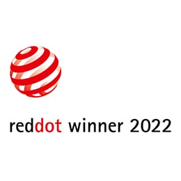 logo reddot Design Award, logo iF Design Award e logo Trusted Reviews.