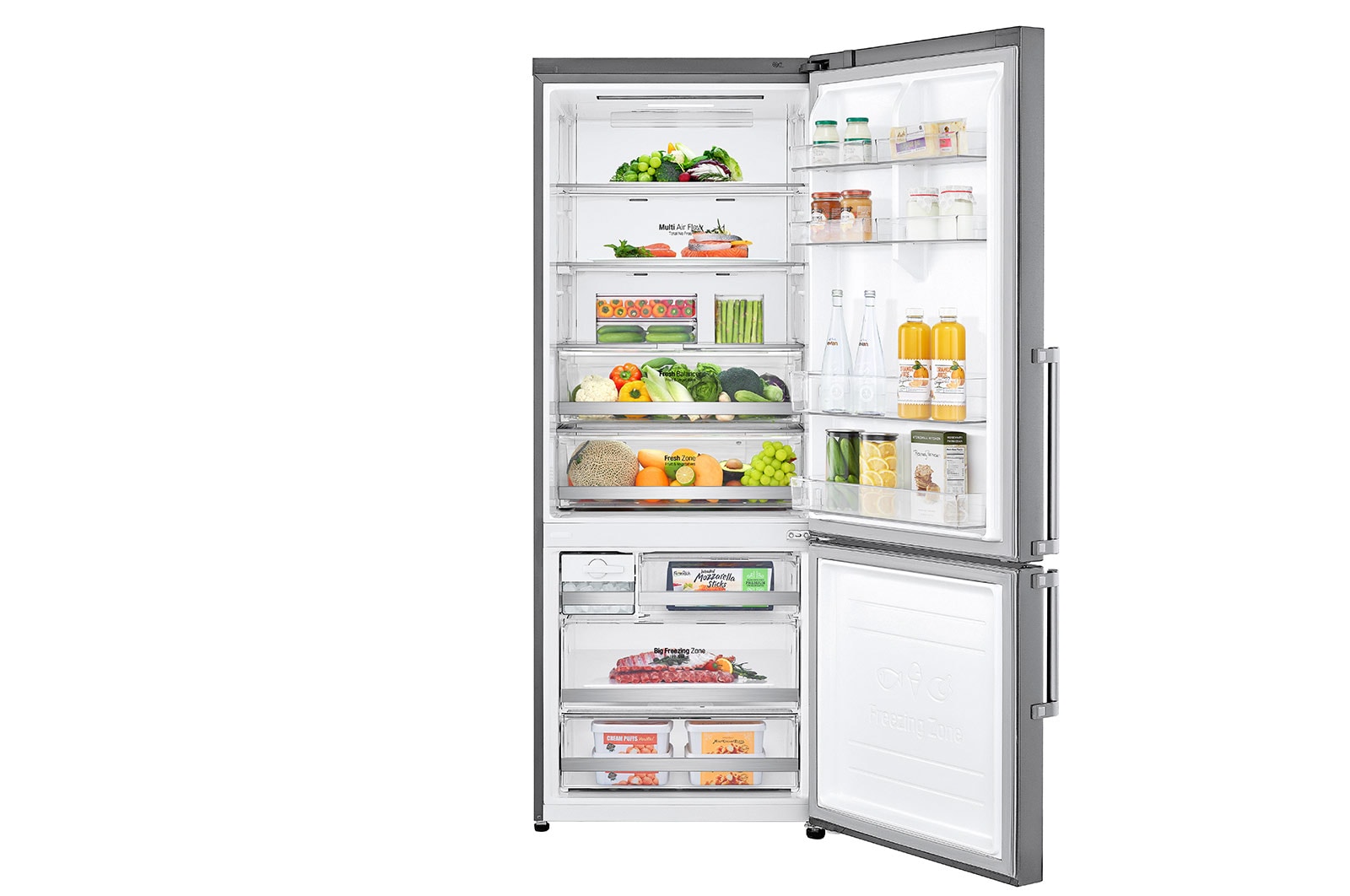LG Frigorifero combinato 70cm | Classe E, 462L | Wi-Fi, Door & Linear Cooling, Fresh Balancer, No frost | Inox , GBB567PZCMB