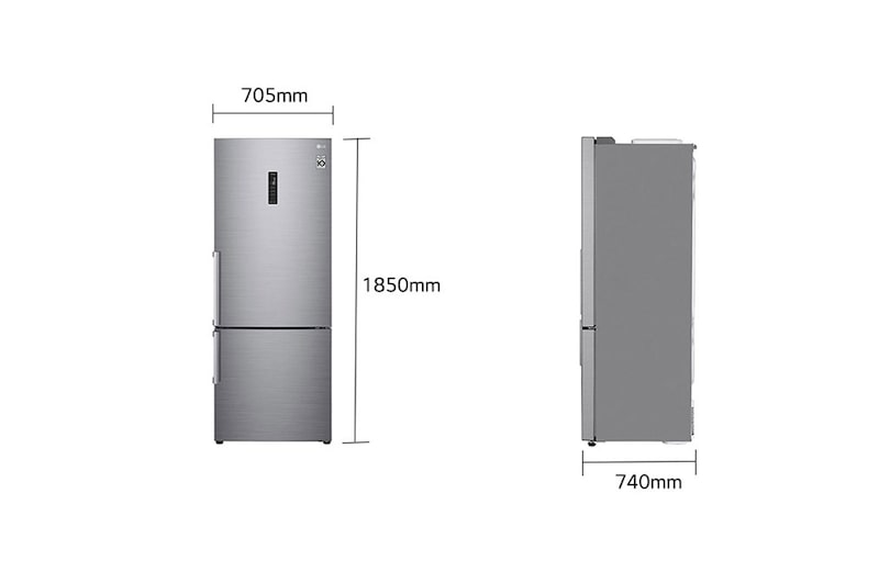 LG Frigorifero combinato 70cm | Classe E, 462L | Wi-Fi, Door & Linear Cooling, Fresh Balancer, No frost | Inox , GBB567PZCMB