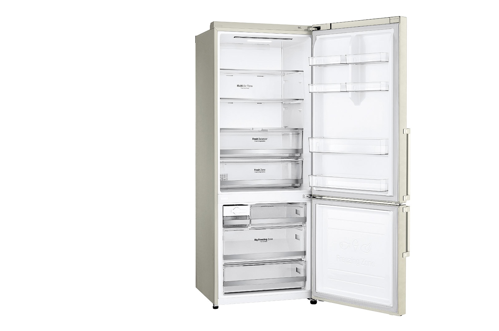 LG Frigorifero combinato 70cm | Classe E, 462L | Wi-Fi, Door & Linear Cooling, Fresh Balancer, No frost | Sabbia, GBB567SECMN