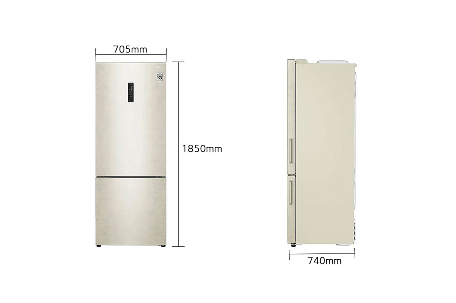 LG Frigorifero combinato 70cm | Classe E, 462L | Wi-Fi, Door & Linear Cooling, Fresh Balancer, No frost | Sabbia, GBB567SECMN