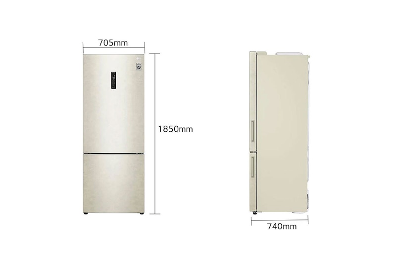 LG Frigorifero combinato 70cm | Classe E, 462L | Wi-Fi, Door & Linear Cooling, Fresh Balancer, No frost | Sabbia, GBB567SECMN