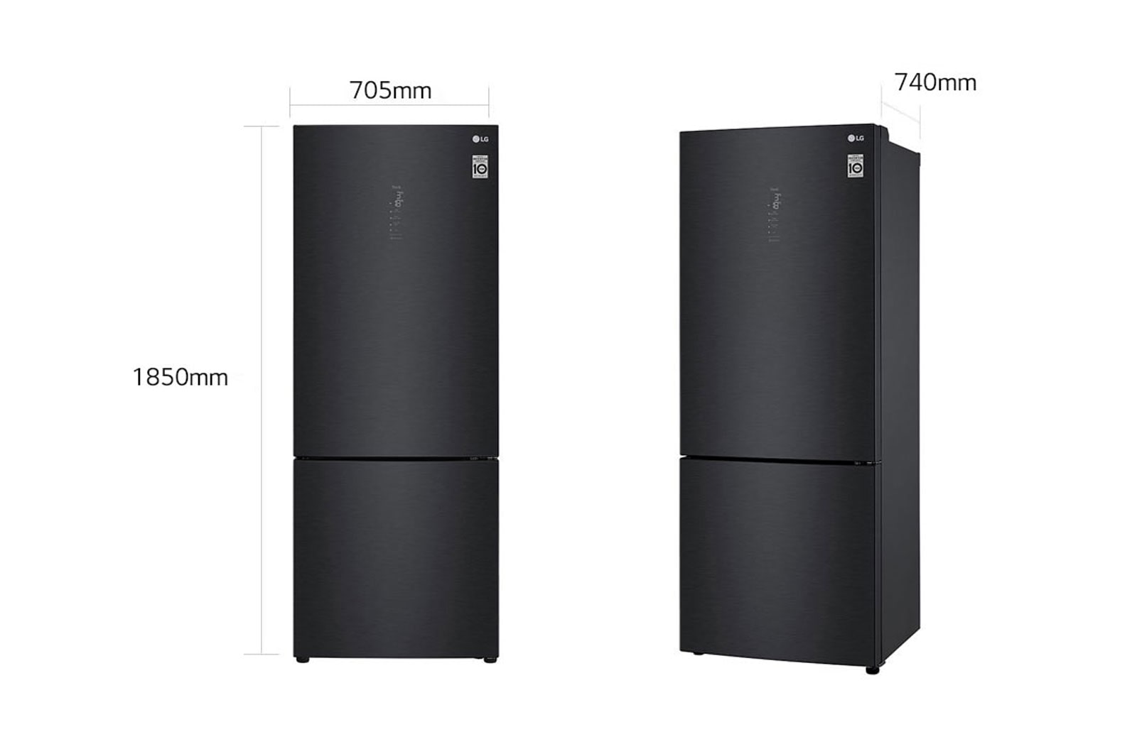 LG Frigorifero combinato 70cm | Classe E, 462L | Wi-Fi, Door & Linear Cooling, Fresh Balancer, No frost | Nero, GBB569MCAMN