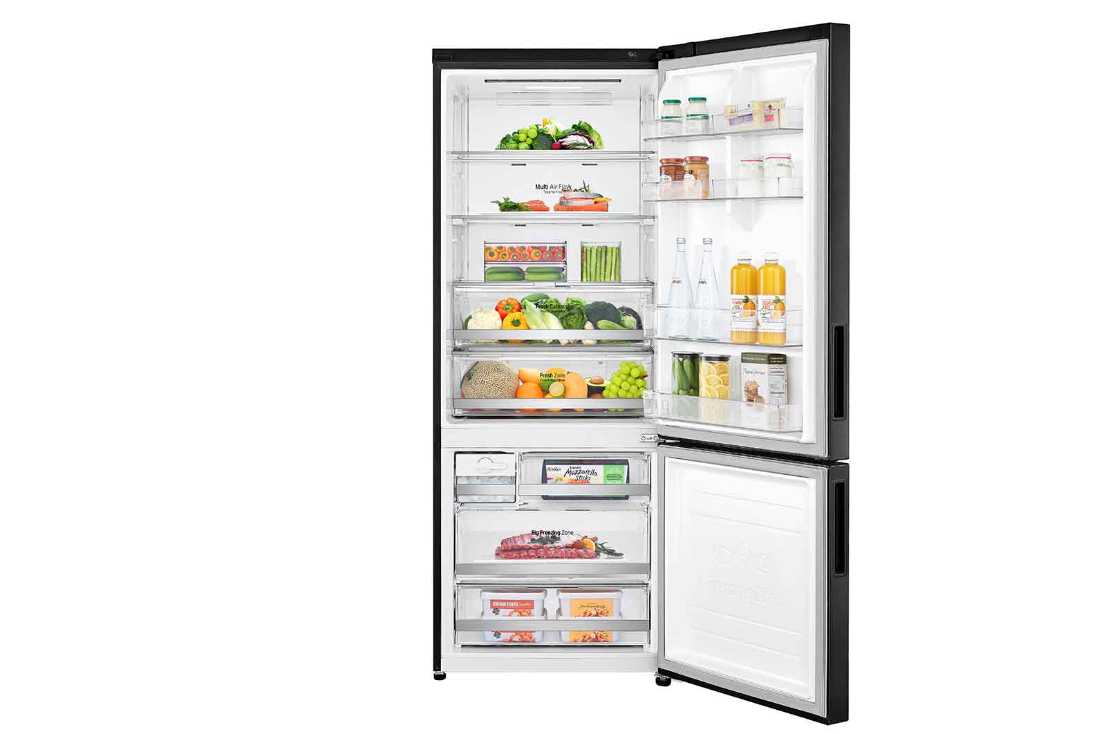 LG Frigorifero combinato 70cm | Classe E, 462L | Wi-Fi, Door & Linear Cooling, Fresh Balancer, No frost | Nero, GBB569MCAMN