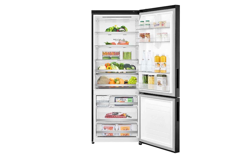 LG Frigorifero combinato 70cm | Classe E, 462L | Wi-Fi, Door & Linear Cooling, Fresh Balancer, No frost | Nero, GBB569MCAMN