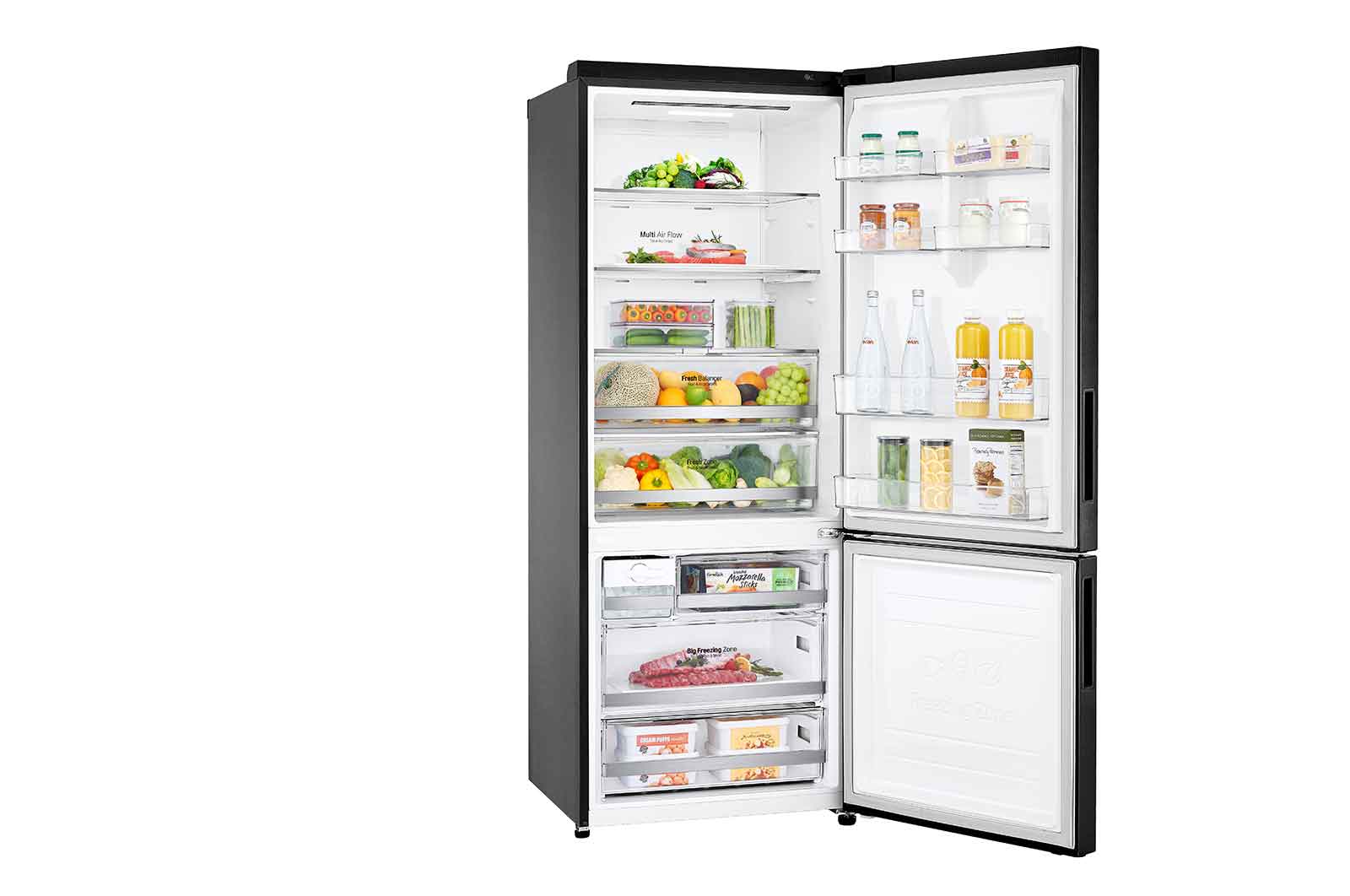 LG Frigorifero combinato 70cm | Classe E, 462L | Wi-Fi, Door & Linear Cooling, Fresh Balancer, No frost | Nero, GBB569MCAMN