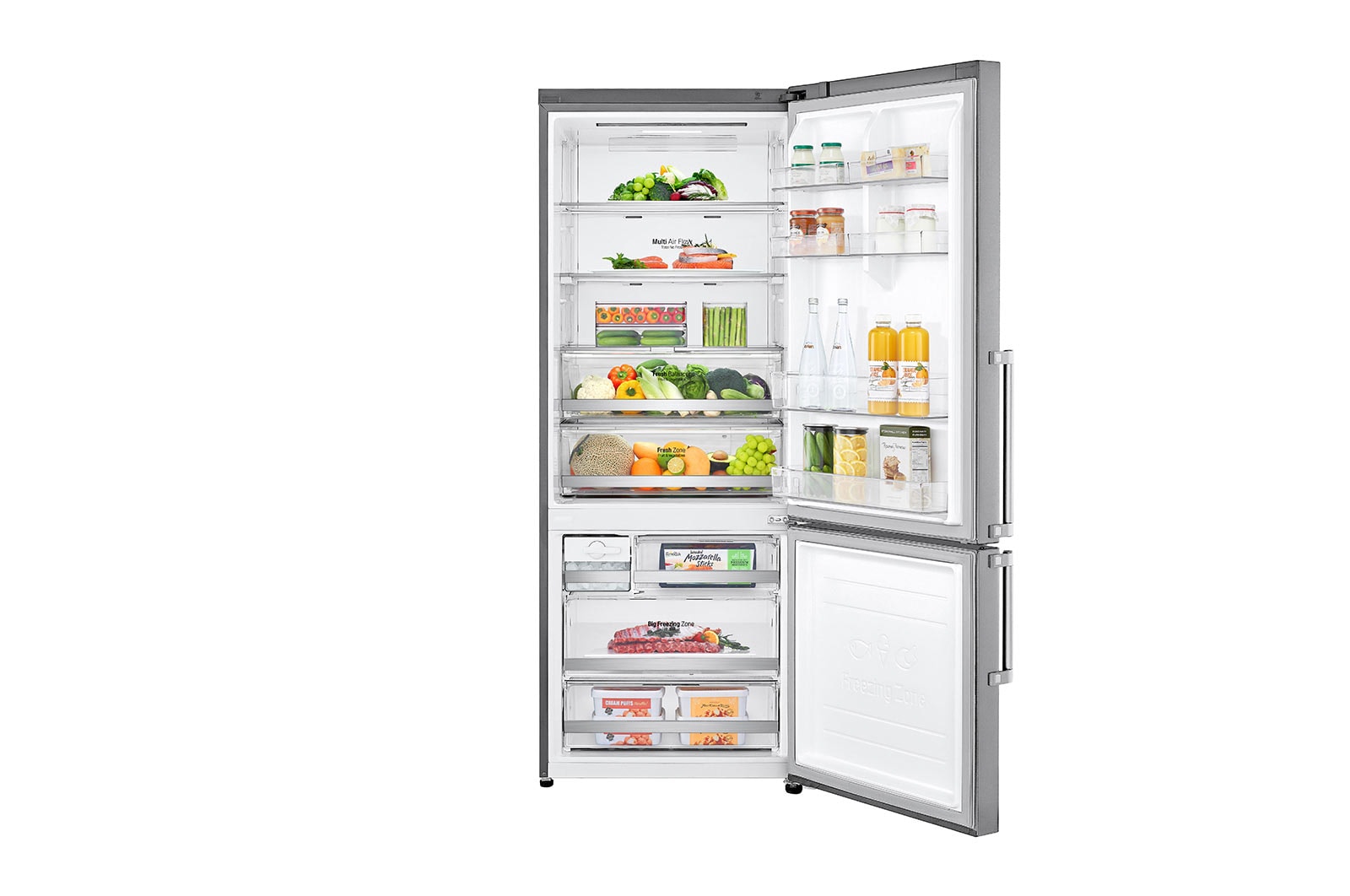 LG Frigorifero combinato 70cm | Classe D, 462L | Wi-Fi, Door Cooling, Display Metal Touch, Fresh Balancer,No frost | Noble Steel, GBB569NSAGB