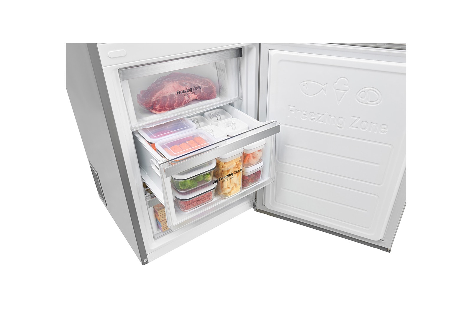 LG Frigorifero Combinato Centum System™ Maniglie attive Display esterno LED, GBB60NSYQE