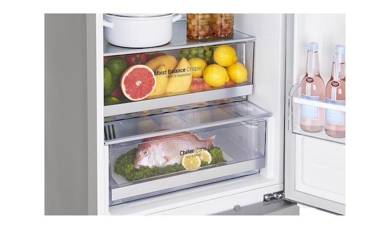 LG Frigorifero Combinato Maniglie integrate Display esterno LED, GBB60PZFZS