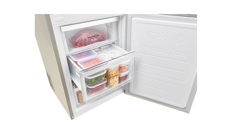 LG Frigorifero Combinato Maniglie integrate Display esterno LED Colore Sabbia, GBB60SEFZS