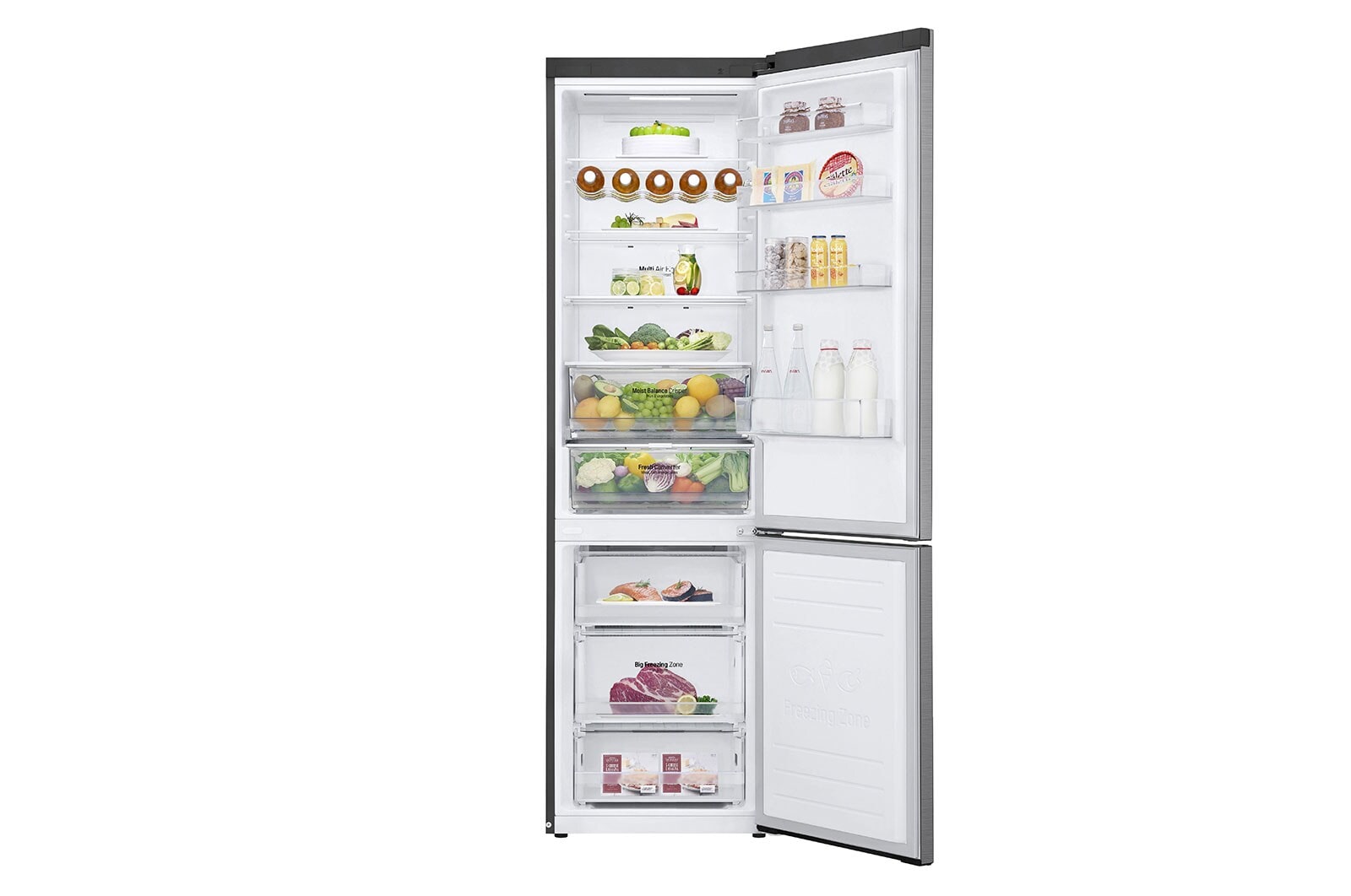 LG Frigorifero combinato | Classe D, 384L | Wi-Fi, Wine Rack, Door & Linear Cooling, Fresh Converter, No frost | Inox, GBB62PZFGN