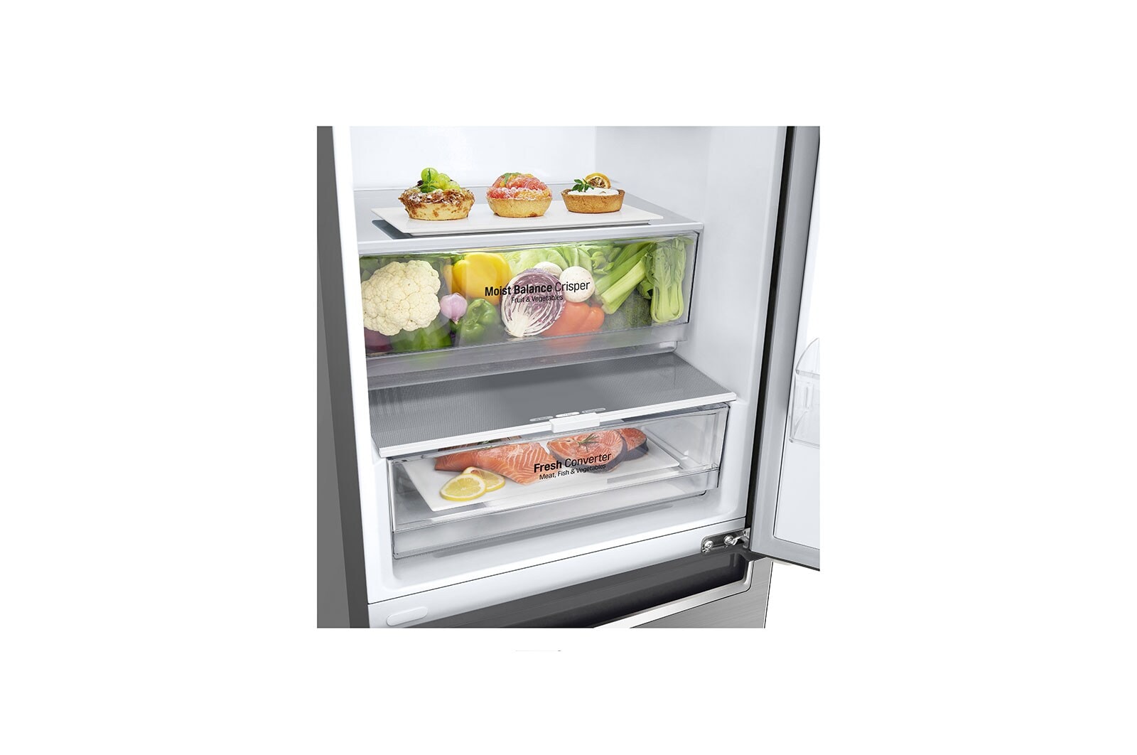 LG Frigorifero combinato | Classe D, 384L | Wi-Fi, Wine Rack, Door & Linear Cooling, Fresh Converter, No frost | Inox, GBB62PZFGN