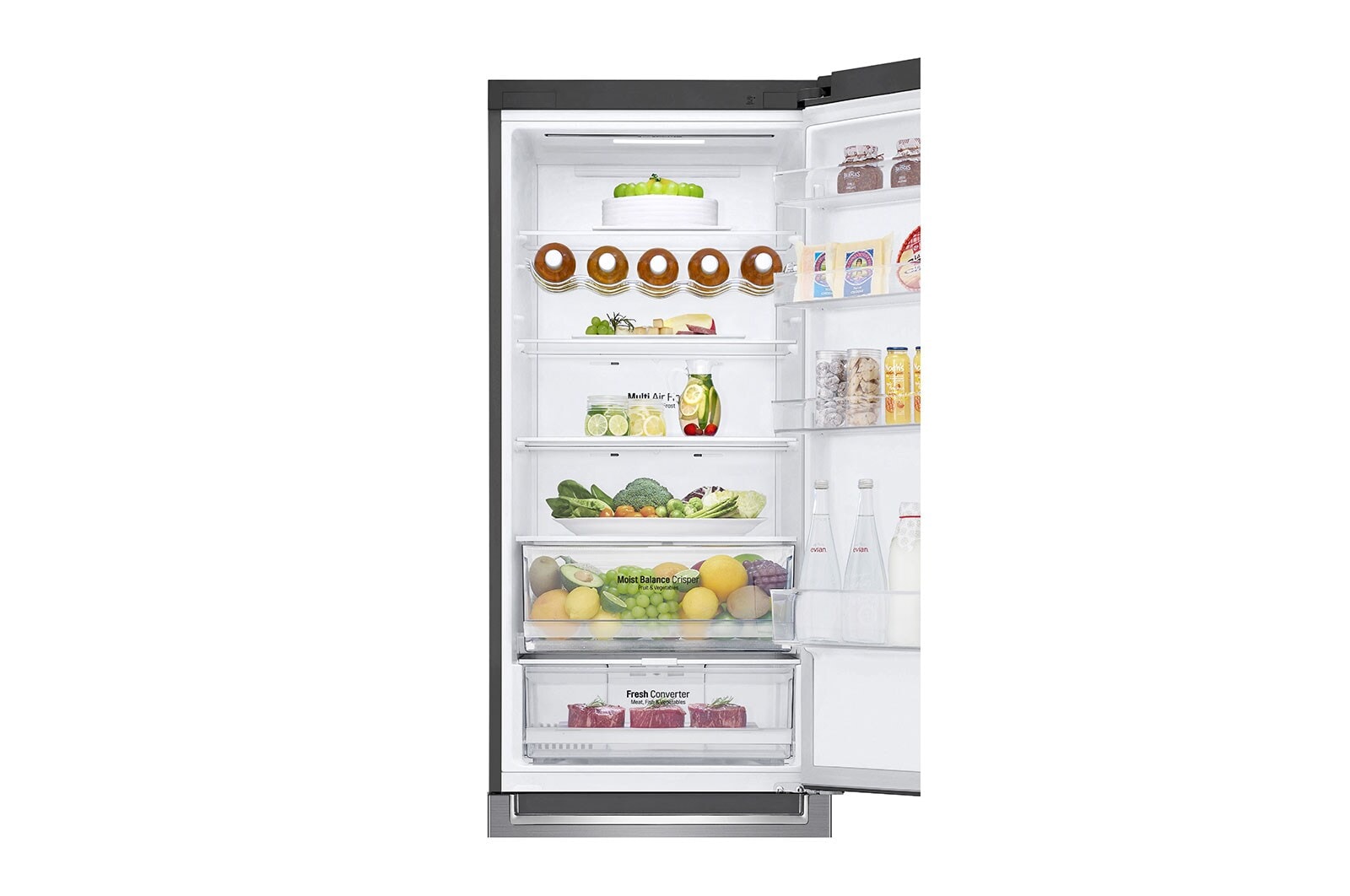 LG Frigorifero combinato | Classe D, 384L | Wi-Fi, Wine Rack, Door & Linear Cooling, Fresh Converter, No frost | Inox, GBB62PZFGN