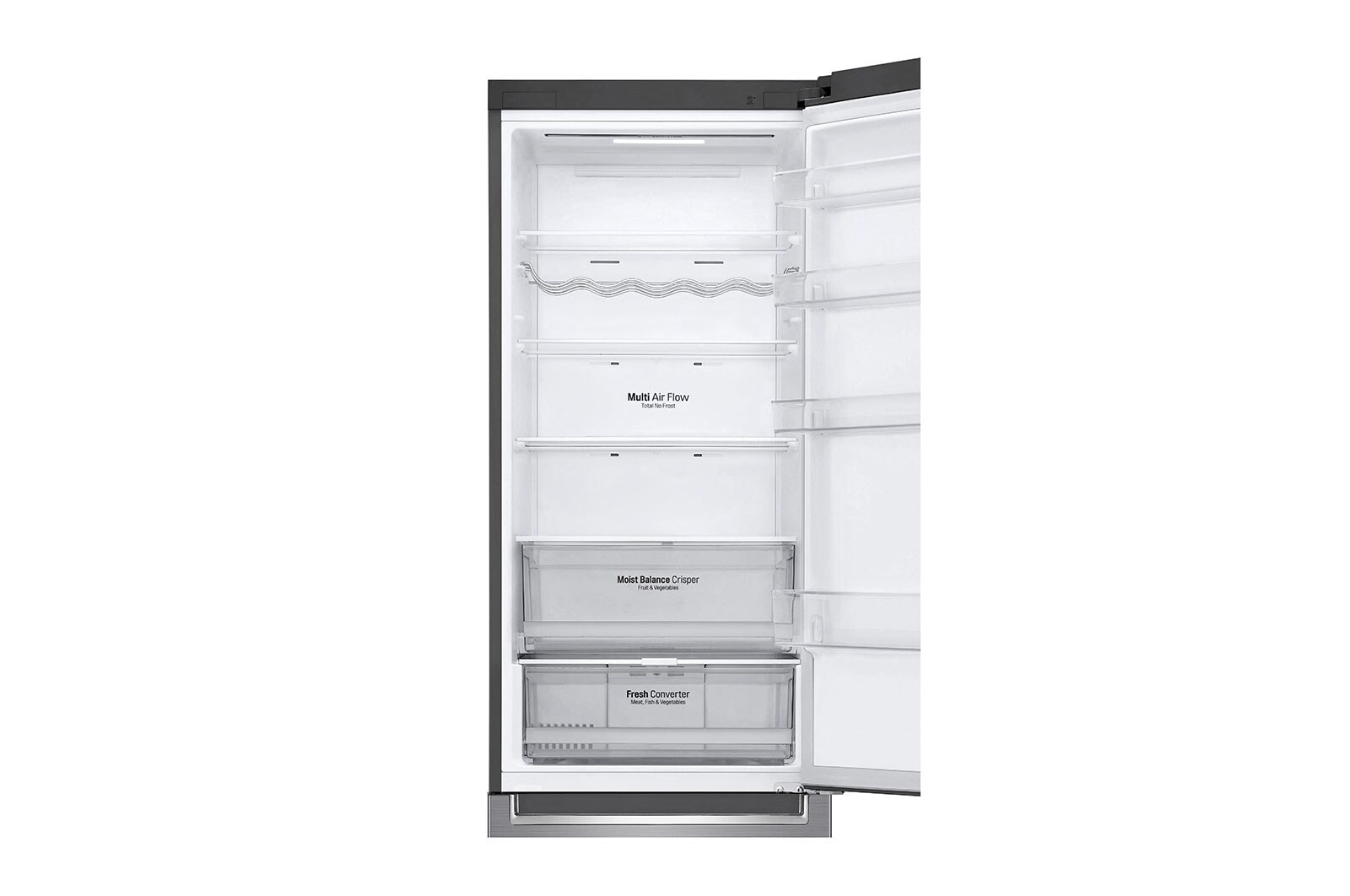 LG Frigorifero combinato | Classe D, 384L | Wi-Fi, Wine Rack, Door & Linear Cooling, Fresh Converter, No frost | Inox, GBB62PZFGN