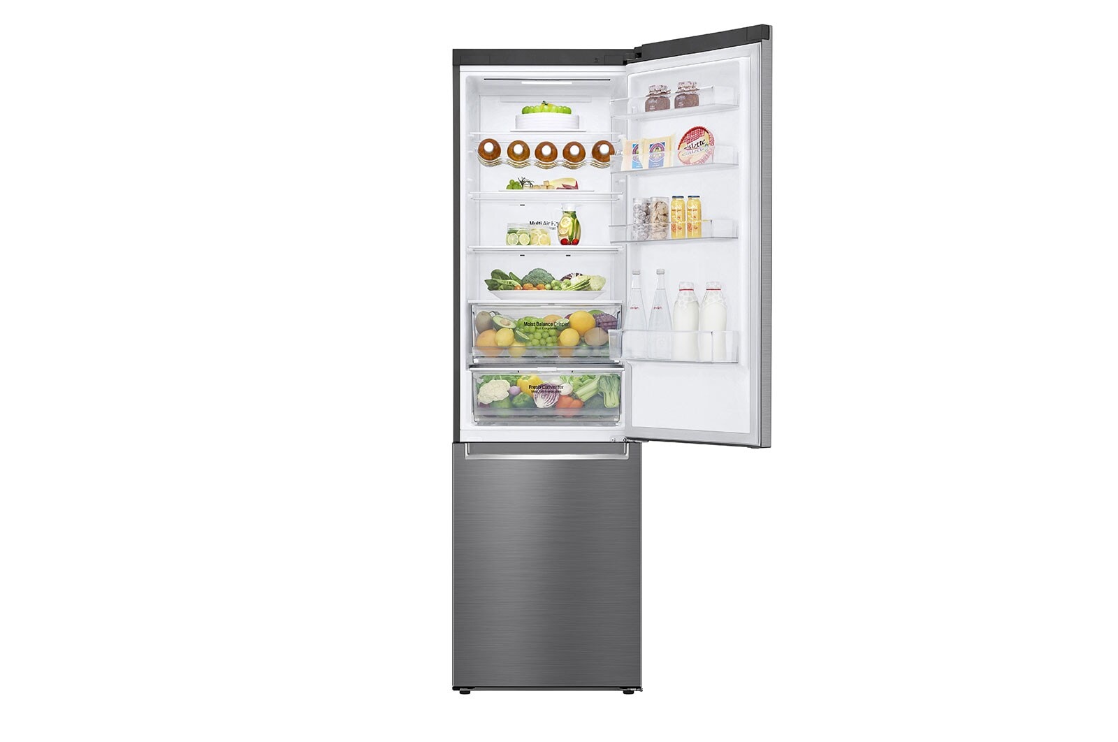 LG Frigorifero combinato | Classe D, 384L | Wi-Fi, Wine Rack, Door & Linear Cooling, Fresh Converter, No frost | Inox, GBB62PZFGN