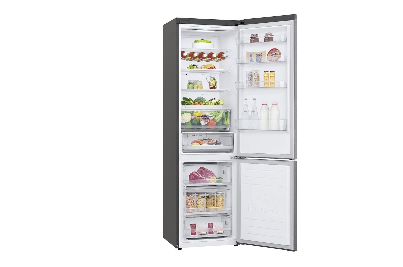 LG Frigorifero combinato | Classe D, 384L | Wi-Fi, Wine Rack, Door & Linear Cooling, Fresh Converter, No frost | Inox, GBB62PZFGN