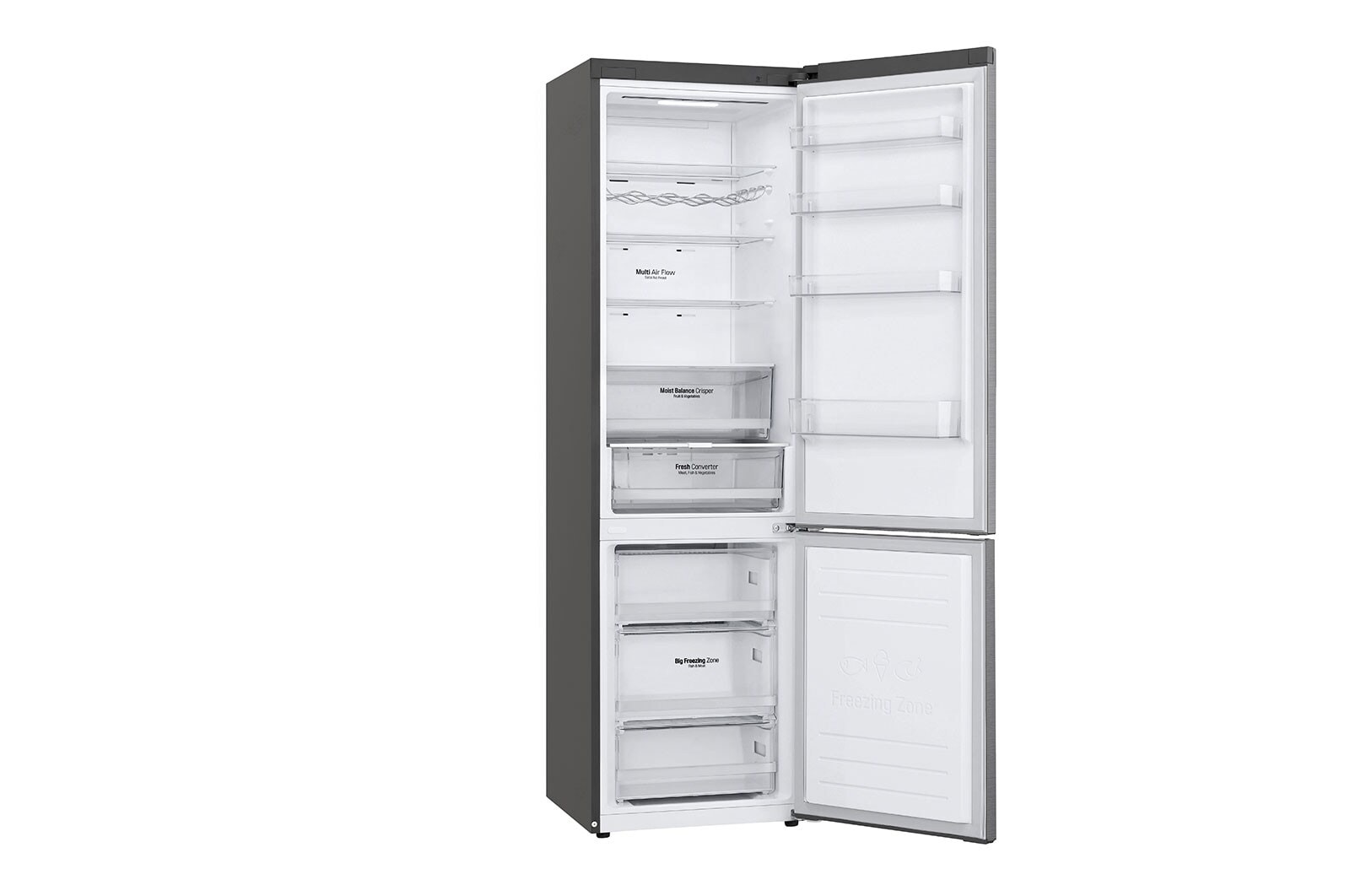 LG Frigorifero combinato | Classe D, 384L | Wi-Fi, Wine Rack, Door & Linear Cooling, Fresh Converter, No frost | Inox, GBB62PZFGN