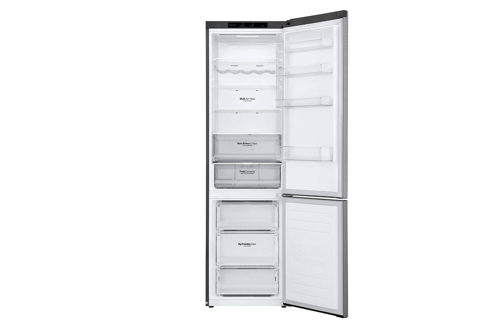 LG Frigorifero combinato | Classe D, 384L | Wine Rack, Door & Linear Cooling, Fresh Converter, No frost | Inox, GBB62PZGGN