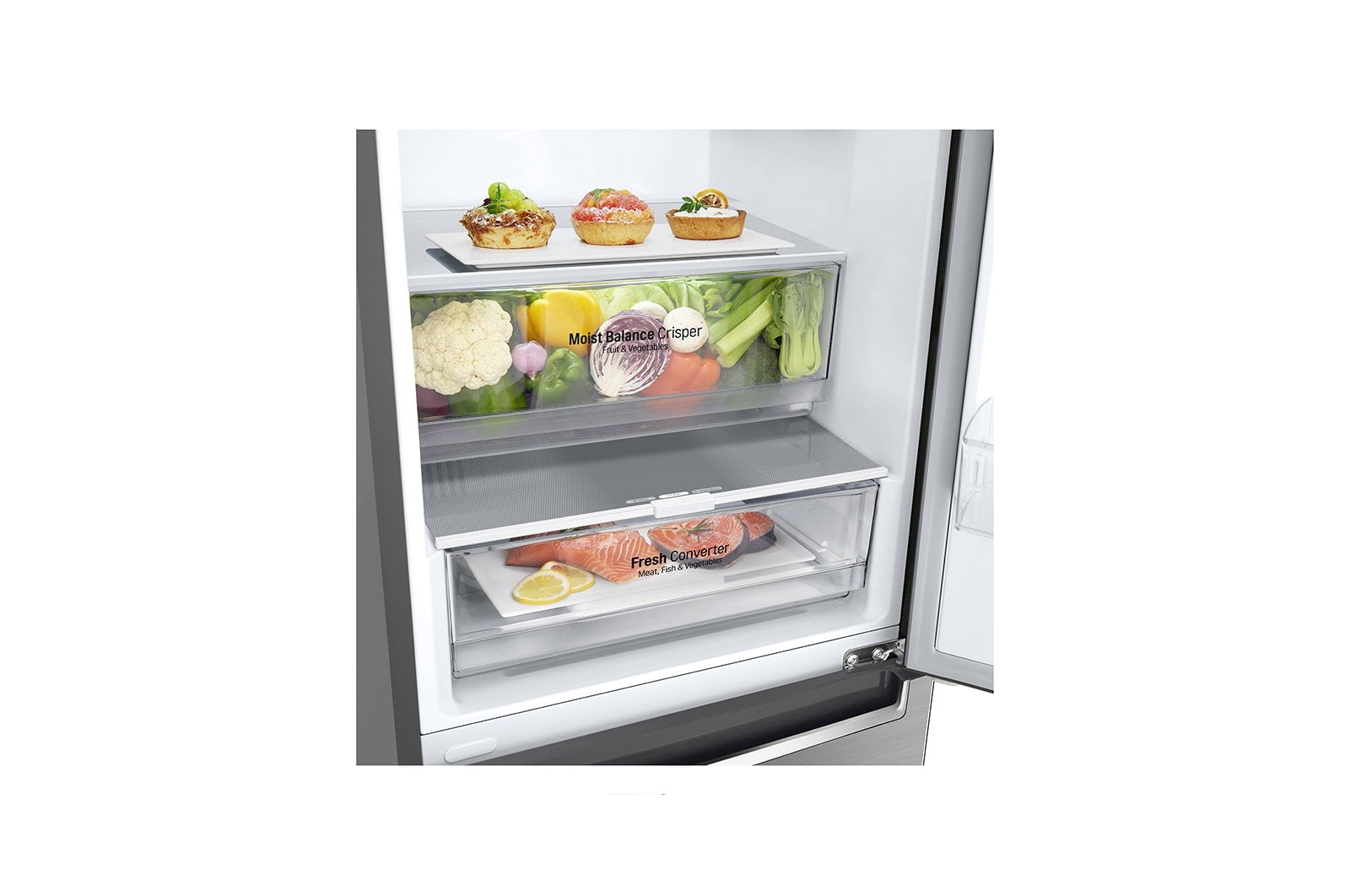 LG Frigorifero combinato | Classe D, 384L | Wine Rack, Door & Linear Cooling, Fresh Converter, No frost | Inox, GBB62PZGGN