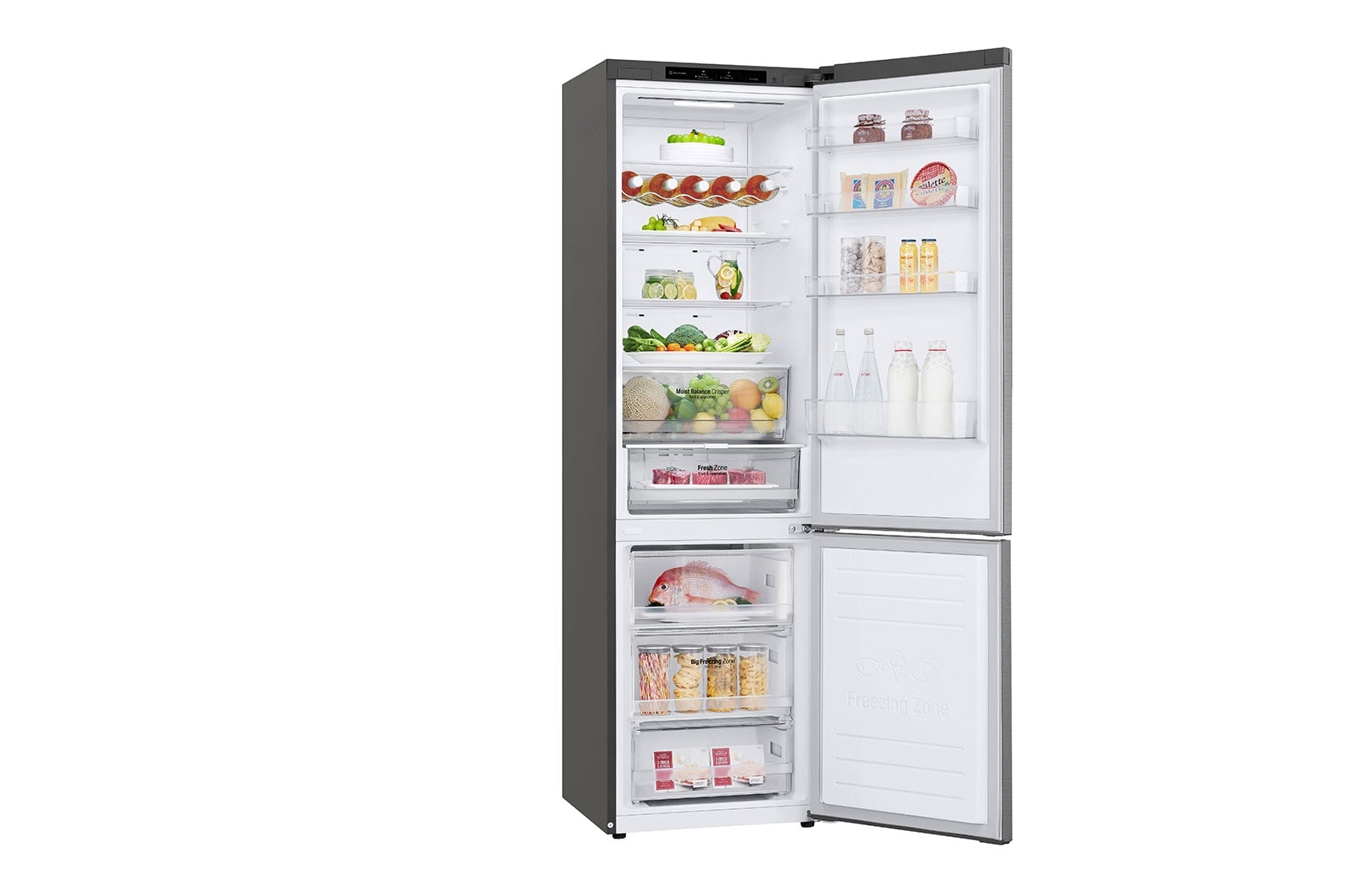 LG Frigorifero combinato | Classe D, 384L | Wine Rack, Door & Linear Cooling, Fresh Converter, No frost | Inox, GBB62PZGGN