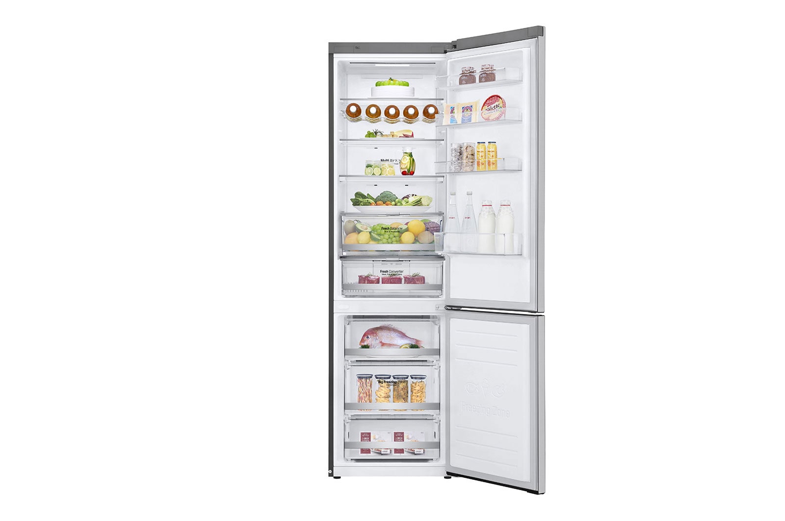 LG Frigorifero Smart Combinato Classe energetica D Maniglie integrate Display esterno LED, GBB72NSDFN