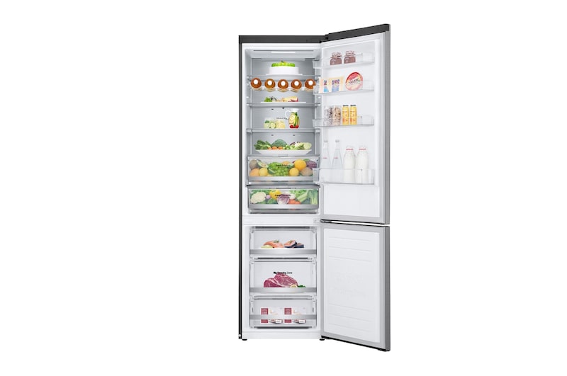 LG Frigorifero combinato | Classe D, 384L | Wi-Fi, Wine Rack, Door & Linear Cooling, Fresh Balancer & Converter, No frost | Inox, GBB72PZUGN