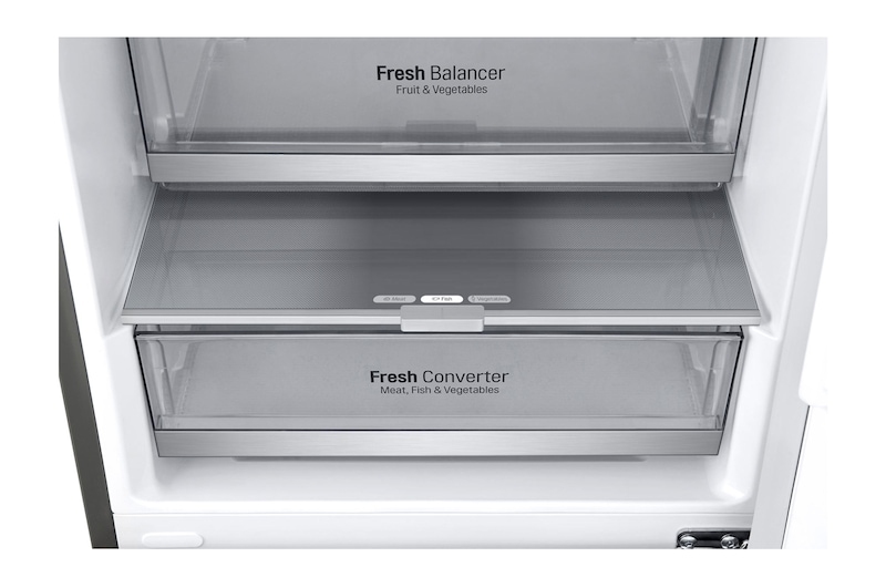 LG Frigorifero combinato | Classe D, 384L | Wi-Fi, Wine Rack, Door & Linear Cooling, Fresh Balancer & Converter, No frost | Inox, GBB72PZUGN