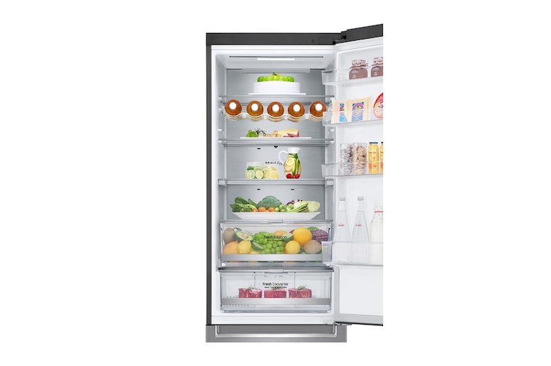 LG Frigorifero combinato | Classe D, 384L | Wi-Fi, Wine Rack, Door & Linear Cooling, Fresh Balancer & Converter, No frost | Inox, GBB72PZUGN